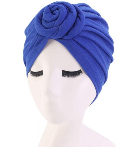 Skullies & Beanies Knotted Cotton Turban Hat Chemo Cap Headbands Muslim Turban for Women Hair Accessories - Adult-child Blue ...