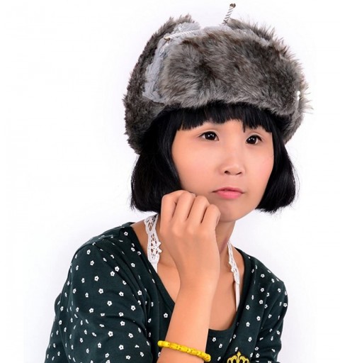 Bomber Hats Earflap Hat Winter Faux Fur Trapper Ski Hats Womens Girls Mens Multi Styles - Sequins & Faux Fur - Grey - C111O85...