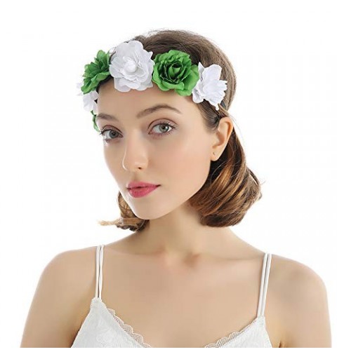 Headbands Rose Flower Headband Floral Crown Mexican Hair Wreath (Green White) - Green White - CR199DUCM9T $10.02