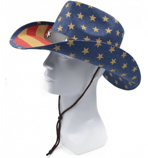 Cowboy Hats Adult Sun Straw Western Cowboy Hat - American Flag B - CS1836D0XT7 $22.54