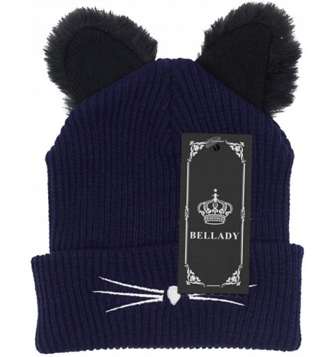 Skullies & Beanies Women's Hat Cat Ear Crochet Braided Knit Caps - Style2_navy - CC18N6LCKTR $9.54