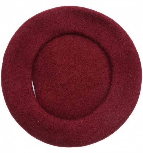 Berets Women's Winter French Style Beret Soft Wool Blend Casual Warm Classic Beret Hats - Plain Maroon - CU18IWKG4KG $9.84
