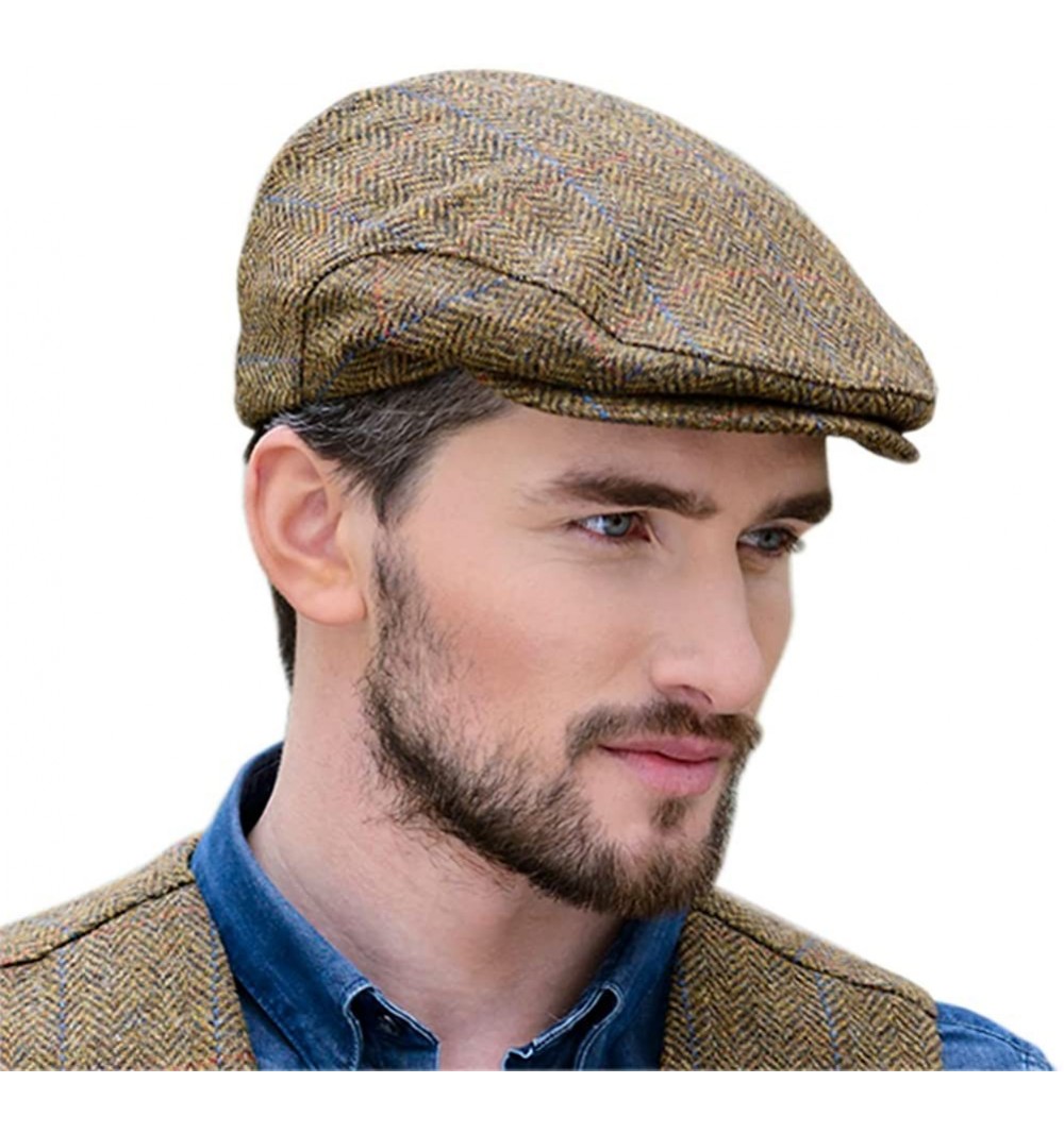 Newsboy Caps Brown Wool Flat Cap - C6189QQHH9E $32.37