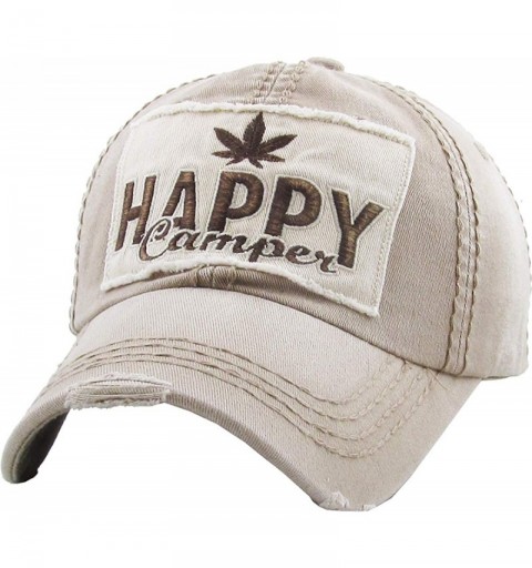 Baseball Caps Weed Marijuana Leaf Collection Dad Hat Baseball Cap Polo Style Adjustable - (4.3) Happy Camper Khaki - CA189YKR...