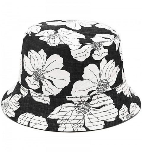 Bucket Hats Women Girls Cotton Leopard Print Reversible Bucket Hat Summer Double Sides Packable Hat for Outdoor Travel - C918...
