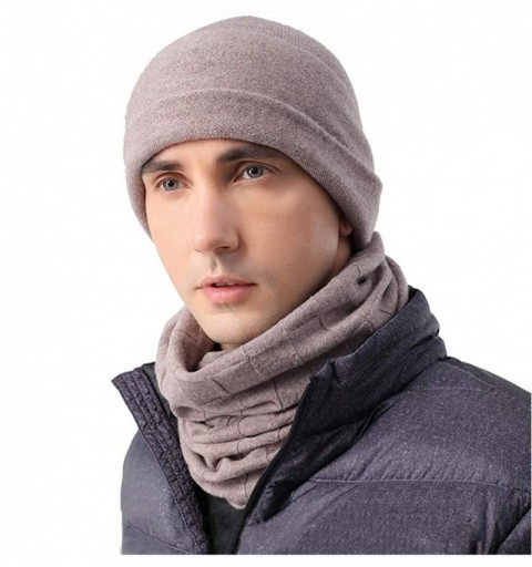 Skullies & Beanies 2pcs Gift Box-Style Winter Beanie Hat Scarf Set Warm Knit Hat Wool Skull Cap for Men Women - Camel - CP18A...