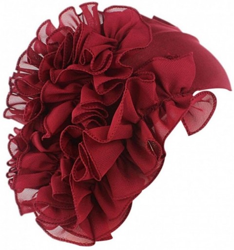 Skullies & Beanies Women Flower Cancer Chemo Hat Beanie Scarf Turban Head Wrap Cap Headband - Wine Red - CB187WKOD6S $11.02