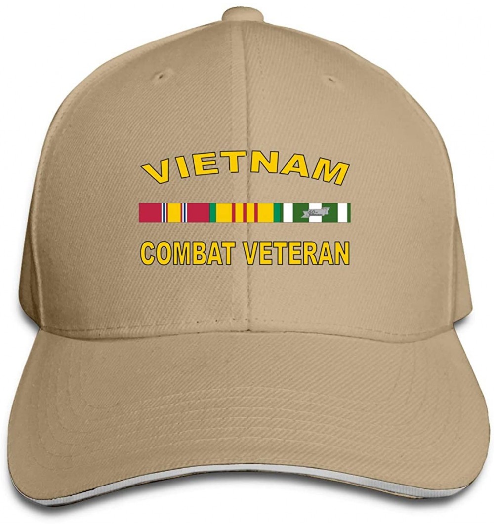 Baseball Caps Vietnam Combat Veteran Adjustable Hat Baseball Cap Sandwich Cap - Natural - CZ18TTCNAI9 $17.63