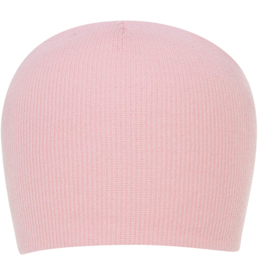Skullies & Beanies 100% Soft Acrylic Solid Color Beanie Winter Hat - Skull Knit Cap - Made in USA - Light Pink - C1187IY38K9 ...