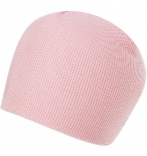 Skullies & Beanies 100% Soft Acrylic Solid Color Beanie Winter Hat - Skull Knit Cap - Made in USA - Light Pink - C1187IY38K9 ...