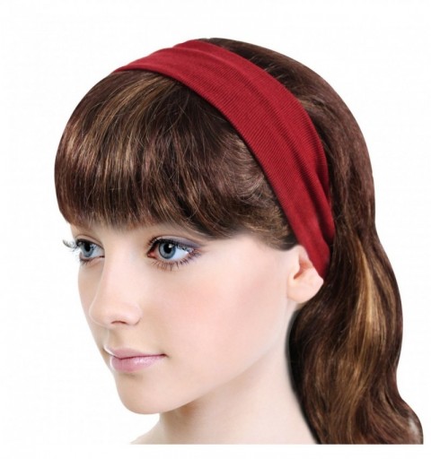 Headbands Simple Solid Color Stretch Headband - Red (3 Pcs) - 3 Pcs - Red - C811LEP02ZF $26.03