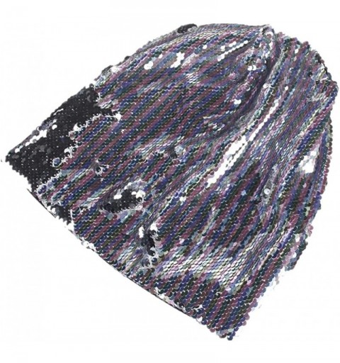 Sun Hats Fashion Women Wraps Sequins Knit Crochet Ski Hat Braided Turban Headdress Cap - Pink - CW18I8N0TZE $8.56