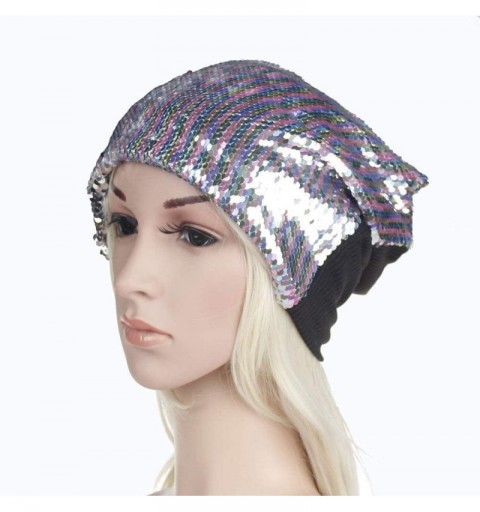 Sun Hats Fashion Women Wraps Sequins Knit Crochet Ski Hat Braided Turban Headdress Cap - Pink - CW18I8N0TZE $8.56