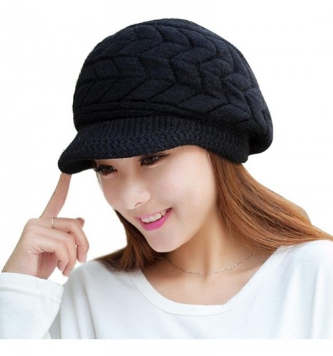 Skullies & Beanies Hats for Women- Fashion Women Hat Winter Skullies Beanies Knitted Hats Cap - Black - CC1886SGLOK $10.94