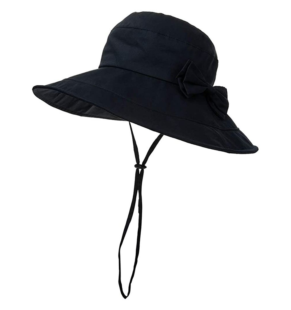 Sun Hats Packable Sun Bucket Uv Ponytail Hat Women Beach Safari Hiking Travel Bonnie 55-61cm - Navy_69038 - CY18E4TD6MA $18.16