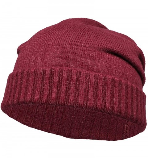 Skullies & Beanies Beanie Hats for Women and Men-Skull Stretch Solid Cuff Knitted Slouchy Caps - Style 1 Red - CL18ID4NXE8 $1...