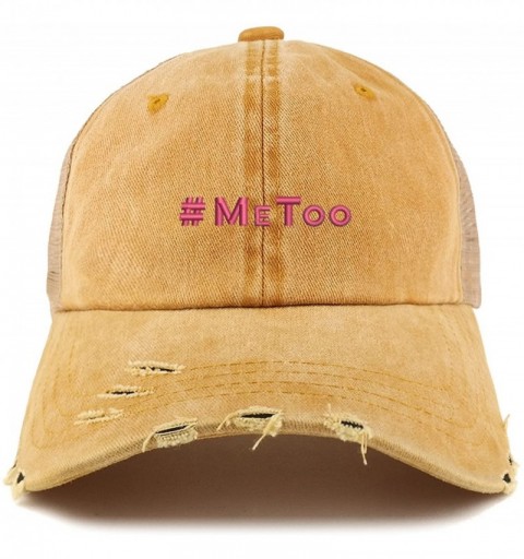 Baseball Caps MeToo Movement Hot Pink Embroidered Frayed Bill Trucker Mesh Cap - Gold - CS188G306HG $17.81