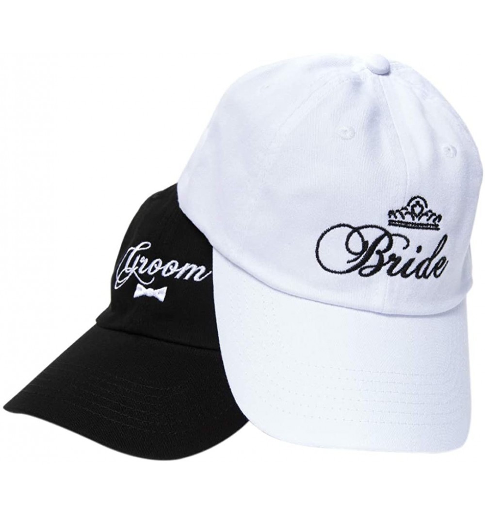 Baseball Caps Matching Bride and Groom Hats - Mr and Mrs Embroidered Baseball Caps Black- White - CE185YYAND7 $41.60