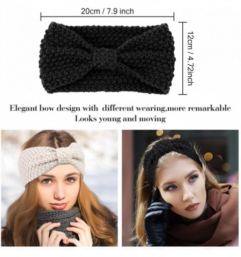 Cold Weather Headbands 2 or 10 Pieces Women's Knitted Crochet Headband Hairband Winter Ear Warmers - Black and Beige - CL18AW...