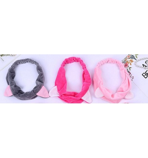Headbands Cute Cat Ears Stretchy Elastic Wash Headbands Headscarf Cute Hair Band Accessories for Girls - Red - C218HTXUX3E $8.03