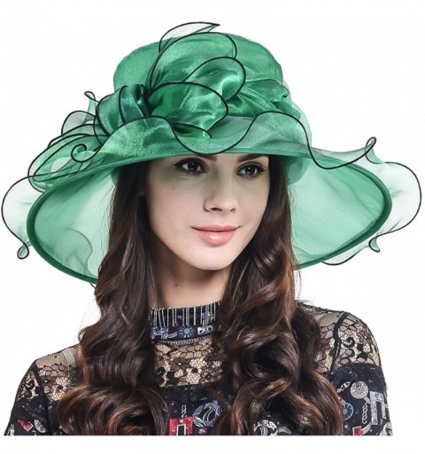 Sun Hats Womens Church Dress Derby Wedding Floral Tea Party Hat Ss-035 - Bow-deep Green - C912NU9BULM $28.81