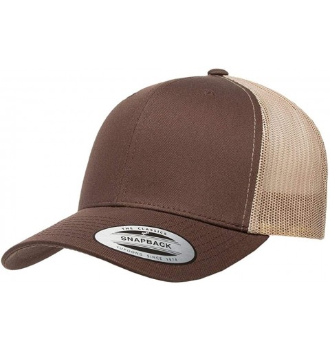 Baseball Caps Yupoong Retro Trucker Custom Hat - Brown/Khaki - C318HO3QQG2 $25.86