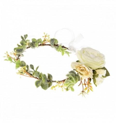 Headbands Bridal Green Leaf Crown Bohemian Headpiece Floral Headband Photo Prop (white flower/leaf) - white flower /leaf - CI...