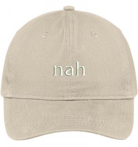 Baseball Caps Nah Embroidered Brushed Cotton Dad Hat Cap - Stone - CM17YHZAECL $14.03