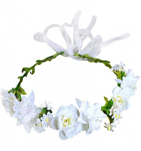Headbands Girls Flower Crown Floral Headband - Headpiece Womens Wedding Bridal Wreath - Artificial Silk Roses Boho Kids - CZ1...