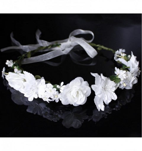 Headbands Girls Flower Crown Floral Headband - Headpiece Womens Wedding Bridal Wreath - Artificial Silk Roses Boho Kids - CZ1...