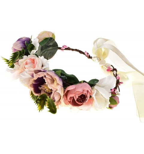 Headbands Rose Flower Headband Floral Crown Garland Halo - 4 Champagne - C718DLDN2YX $15.89