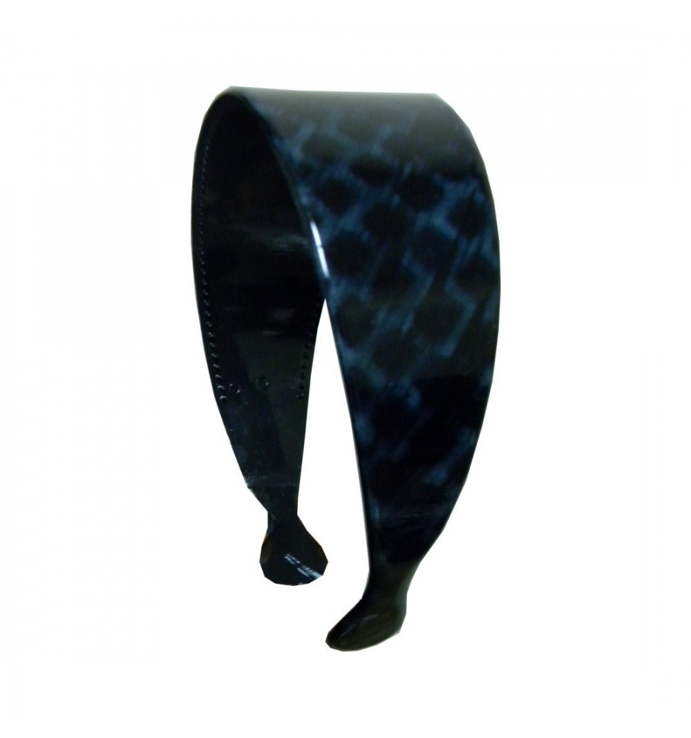 Headbands Navy Blue Checked Pattern 2 Inch Headband Hair Band with Teeth (Keshet Accessories) - Navy Blue - C911J49UXWZ $7.37