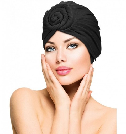 Skullies & Beanies 4 Pieces Turban Flower Head Wrap Beanie Scarf Cap Hair Loss Hat for Men and Women (Style 4) - CI18XADCES4 ...