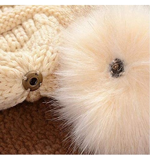 Skullies & Beanies Womens Girls Winter Fur Hat Large Faux Fur Pom Pom Slouchy Beanie Hats - Deep Grey(deep Grey Pompom) - CM1...