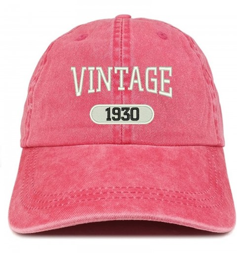 Baseball Caps Vintage 1930 Embroidered 90th Birthday Soft Crown Washed Cotton Cap - Red - CI180WX57X5 $17.15