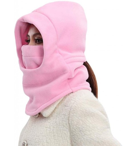Balaclavas Women Winter Thick Windproof Riding Face Cover Hat Ski Balaclava Mask with Ponytail Hole - Pink - C018KGEWX2Z $9.10