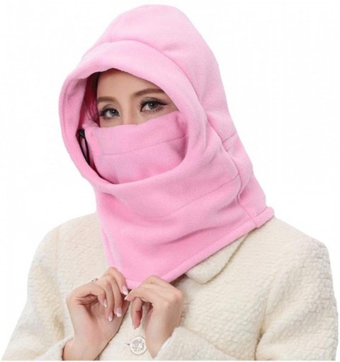 Balaclavas Women Winter Thick Windproof Riding Face Cover Hat Ski Balaclava Mask with Ponytail Hole - Pink - C018KGEWX2Z $9.10