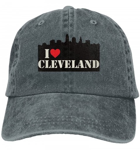 Cowboy Hats I Love Cleveland Skyline Trend Printing Cowboy Hat Fashion Baseball Cap for Men and Women Black - Asphalt - CZ180...