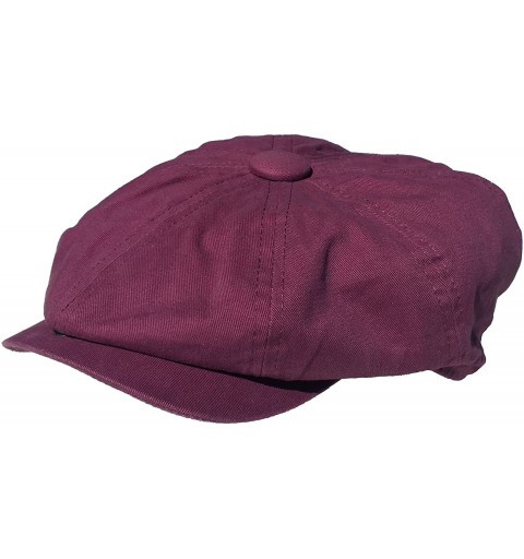 Newsboy Caps 8/4 Apple Jack Cap Washed 100% Cotton Newsboy Hat - Burgundy - CK12EXYHQ2F $16.26