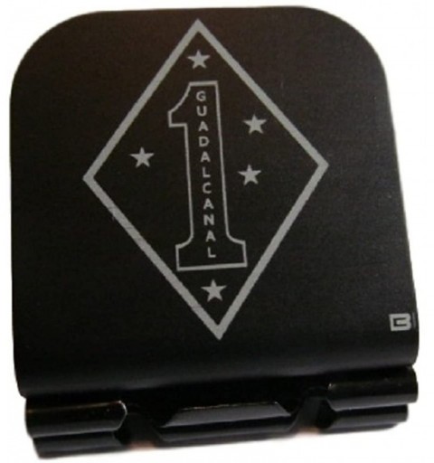 Baseball Caps 1st Marine Division Patch Laser Etched Hat Clip Black - CB12GDCSHFZ $14.80