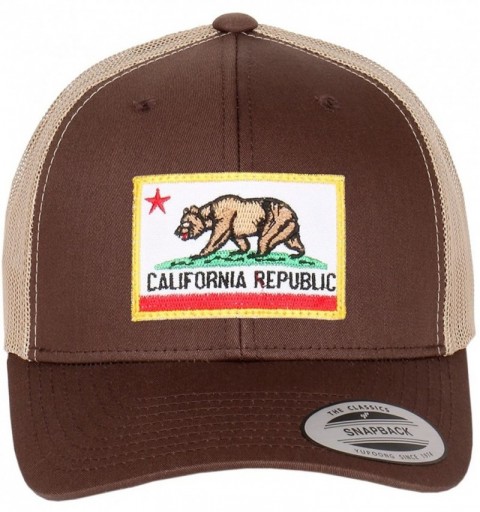 Baseball Caps California Republic Flag Embroidered Patch on Flexfit Retro Classic Trucker Hats - Brown Khaki Bear - CP12IRIWD...