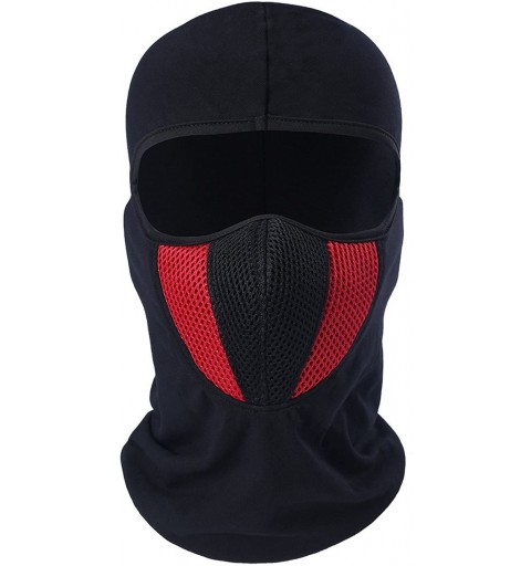 Balaclavas Balaclave Fleece Windproof Ski Mask Face Mask Tactical Hood Neck Warmer - Cotton-black (Red Mesh) - CS189YRGGUC $9.80