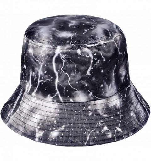 Bucket Hats Unisex Galaxy Bucket Hat Summer Fisherman Cap for Men Women - Lightning Black - CJ18TALDR7S $12.37