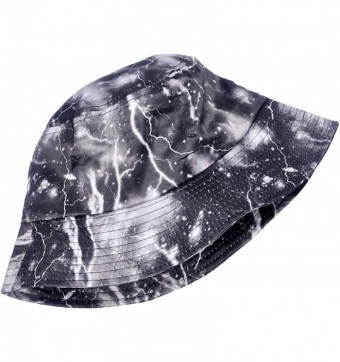 Bucket Hats Unisex Galaxy Bucket Hat Summer Fisherman Cap for Men Women - Lightning Black - CJ18TALDR7S $12.37