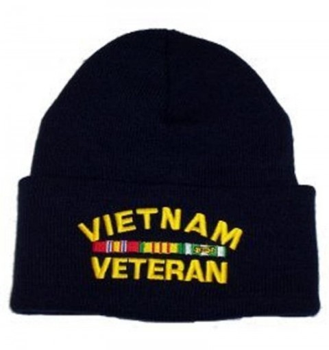 Skullies & Beanies Vietnam Veteran Knit Cap Vietnam War Veteran Hat Military Collectibles Men Women Black - CB117JF08TJ $14.98