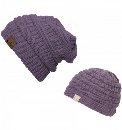 Skullies & Beanies Mommy/Daughter Soft Beanie Combo - Violet - CD18HZ6WEH5 $13.76
