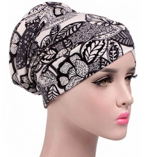 Skullies & Beanies Women Girl Floral Embroidery Chemo Hat Beanie Turban Wrap Cap for Cancer - F - C8185A4DR4D $10.62