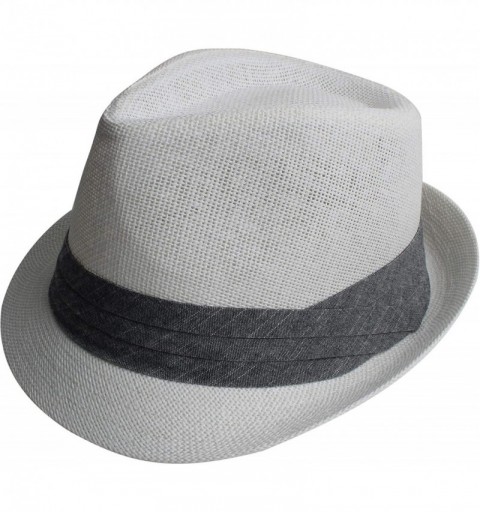 Fedoras Fedora Hats for Men & Women Tribly Short Brim Summer Paper - 07 - White - CX18W4ZK8Z8 $13.83