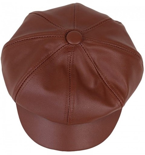 Sun Hats Unisex Cap Fashion PU Leather Cap Snapback Hats for Men and Women (Brown) - CP186G822S3 $10.62