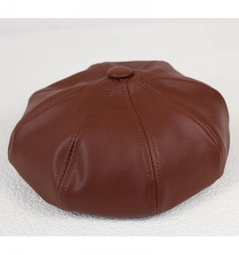 Sun Hats Unisex Cap Fashion PU Leather Cap Snapback Hats for Men and Women (Brown) - CP186G822S3 $10.62